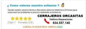 cerrajeros Orcasitas precios